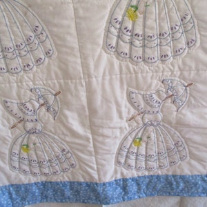 Quilt Southern Ladies Needlework embroidery Baby Blanket Vintage image 3