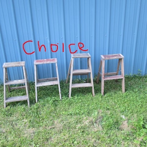 Wooden Step Ladder Weather folding plant stand shabby vintage wedding decor CHOICE