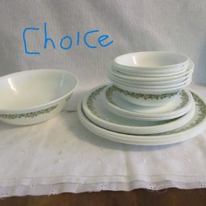 Crazy Daisy Corelle spring green  Choice bowls cereal Dinner or Salad Plates Vintage in sets of 4