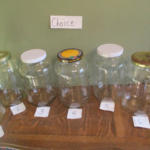 Gallon Glass Jar Metal Lid Refrigerator Pickles Vintage CHOICE