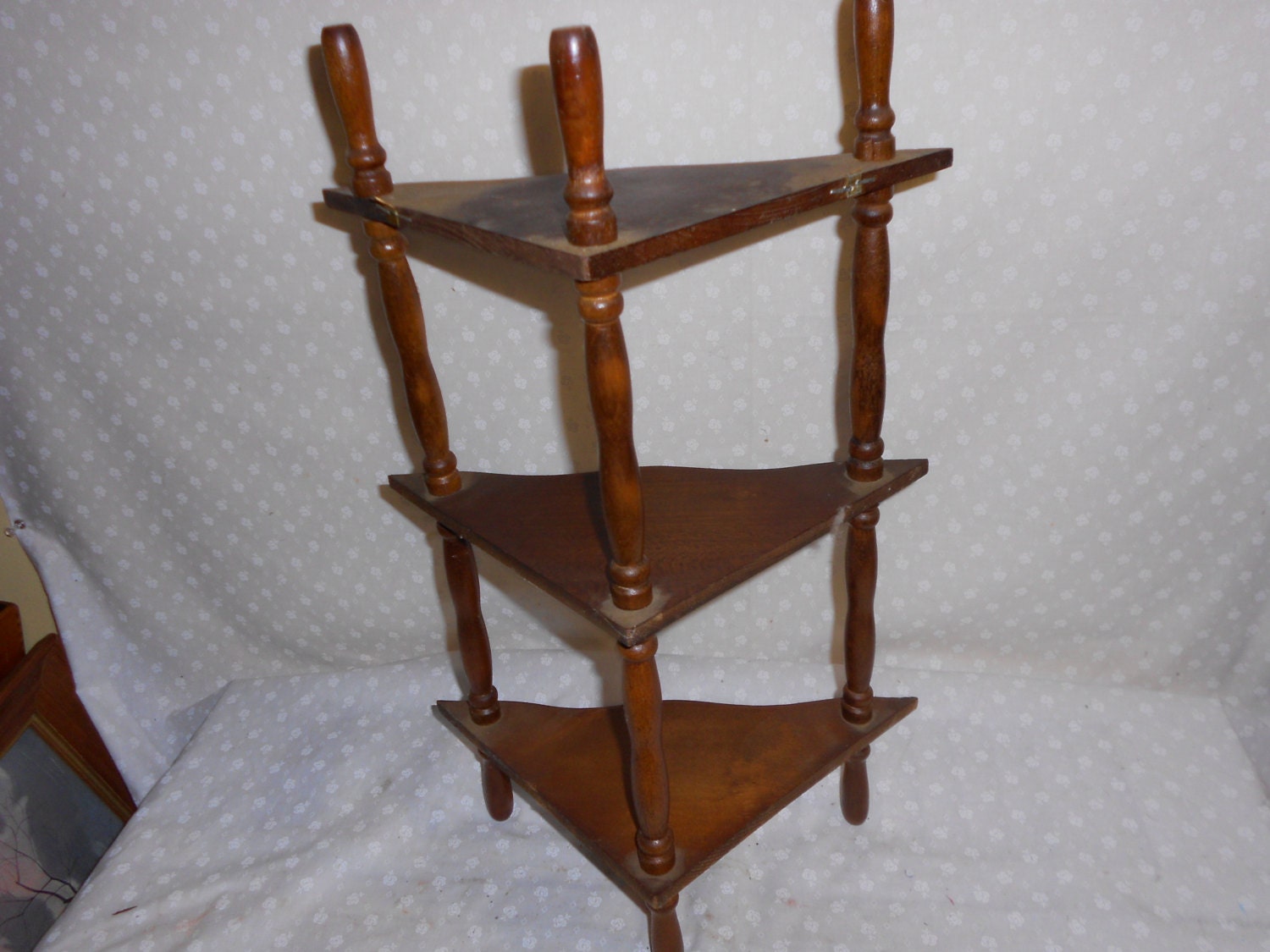 Spindle Corner Wall Shelves Wood Display Shelf Knick Knacks Etsy