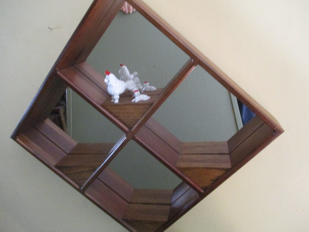 Mirror Curio Shadow Box Shelf Vintage Wood Display Collectible Etsy