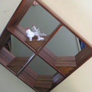 Mirror Curio Shadow box shelf Vintage Wood Display Collectible