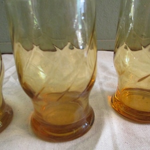 Amber Juice Glasses with Swirl Vintage set of 4