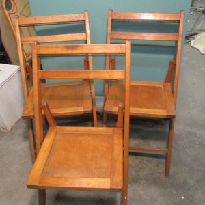 Wood Folding  Chair Vintage set of 3