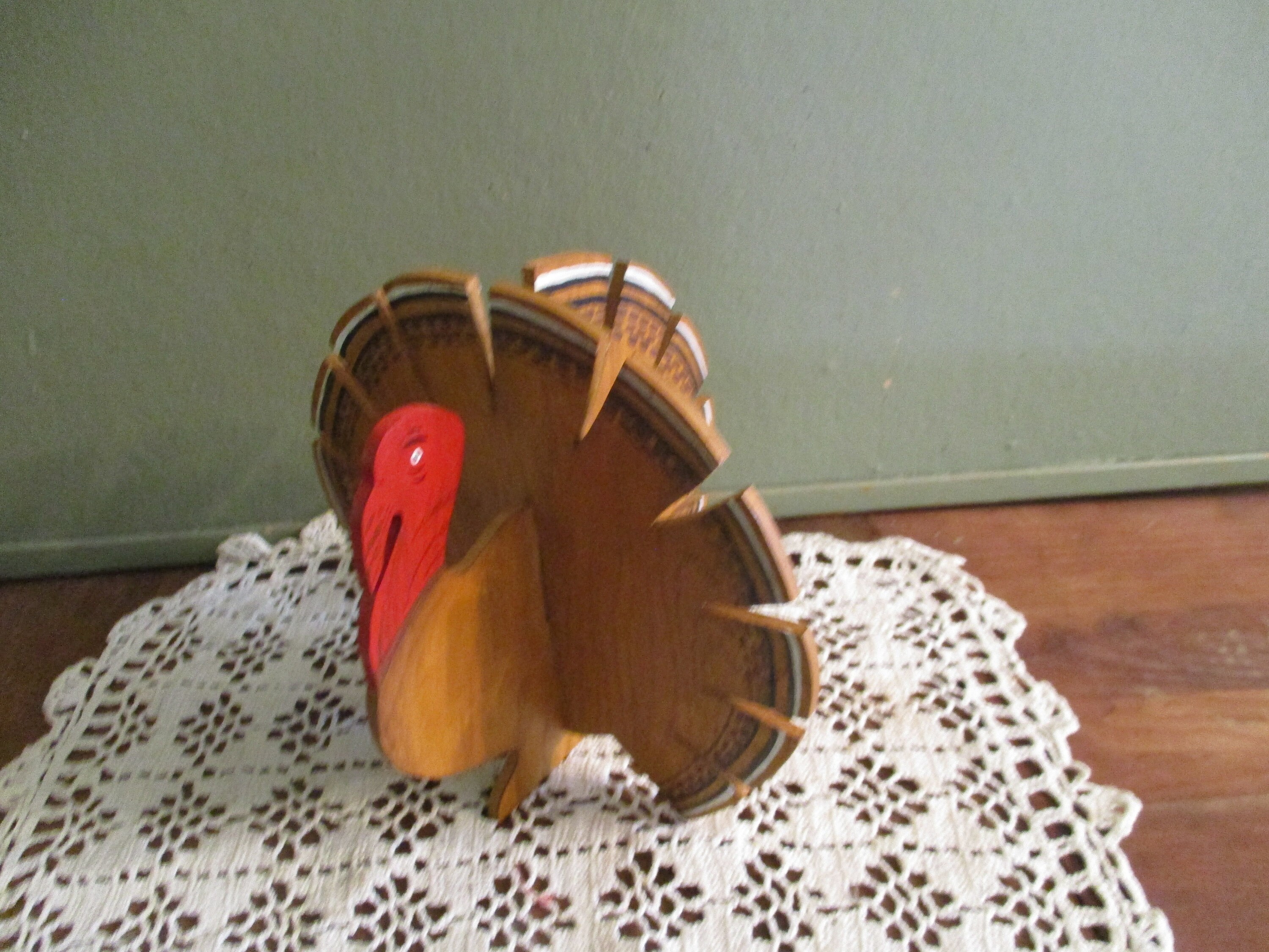 Wood Turkey Napkin Holder Thanksgiving Center piece Vintage Etsy
