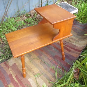 Step Side 2 Tiered Wood End Table Vintage Mid Century Modern