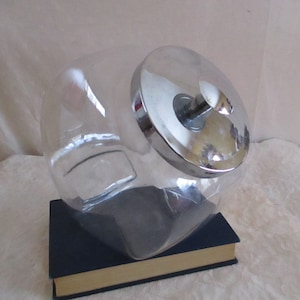 Glass Jar Canister metal Lid Slant Container Apothecary Display