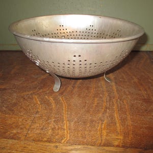 Colander Strainer Aluminum Vintage Farmhouse