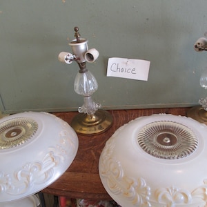 Light Fixture Hard Wired Heavy Glass Shade   Vintage Ceiling mount
