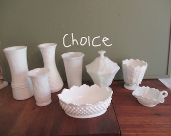 Milk Glass Vase Choice Vintage Wedding Decor D