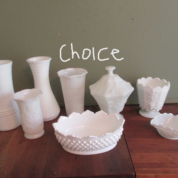 Milk Glass Vase Choice Vintage Wedding Decor D