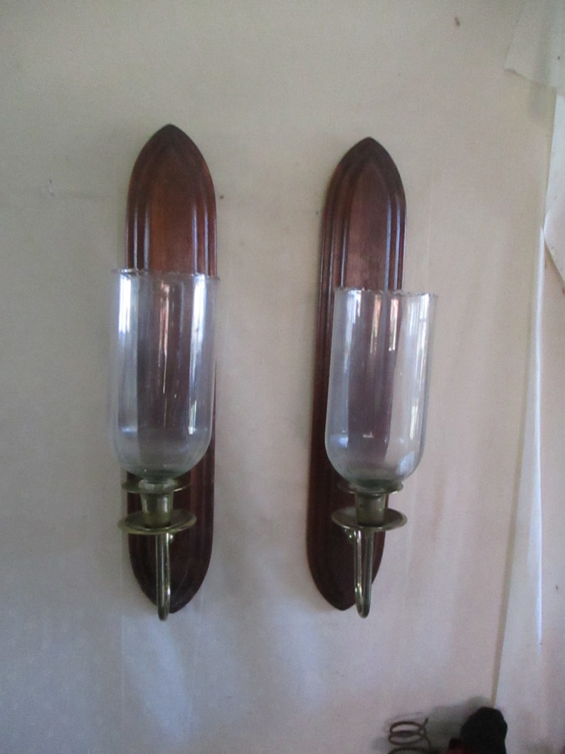 Wood Wall Sconce With Large Votive Glass Of 2