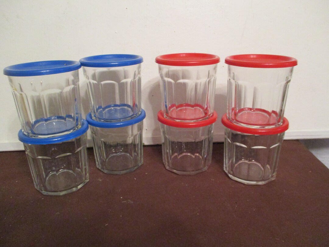 Luminarc Glass Drinking With Plastic Lids CHOICE Set of 4 RED Etsy