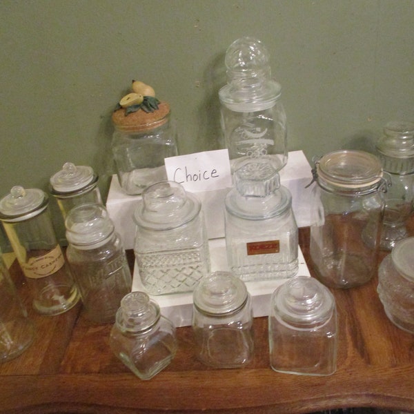 Glass Canisters Jars Apothecary  Vintage CHOICE