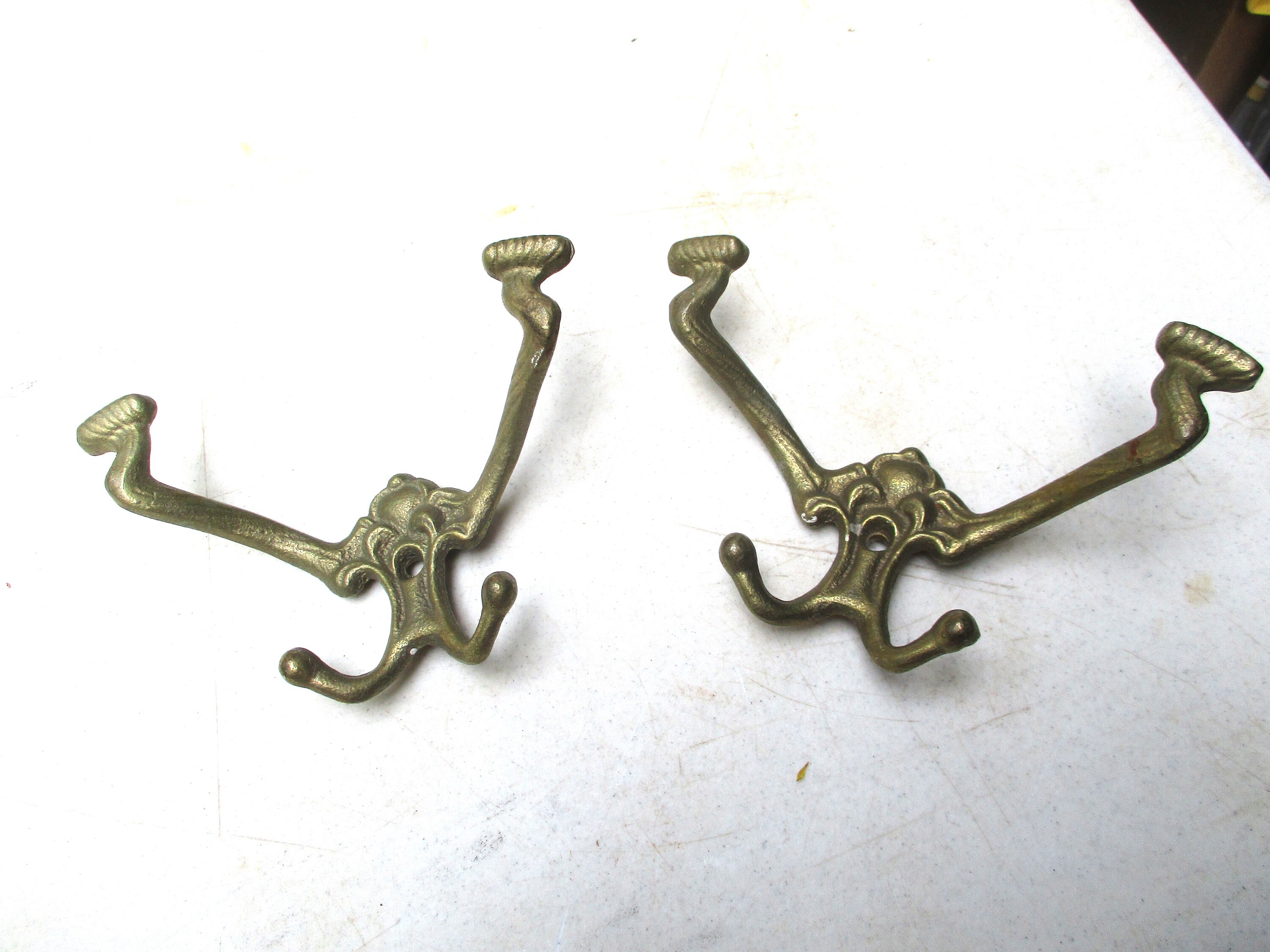 Coat Hat Hooks Vintage Iron Set of 2 