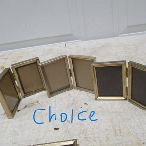 Bi Fold Wallet Picture Frames 3 1/2 x 2 1/2, glass Gold metal Vintage CHOICE
