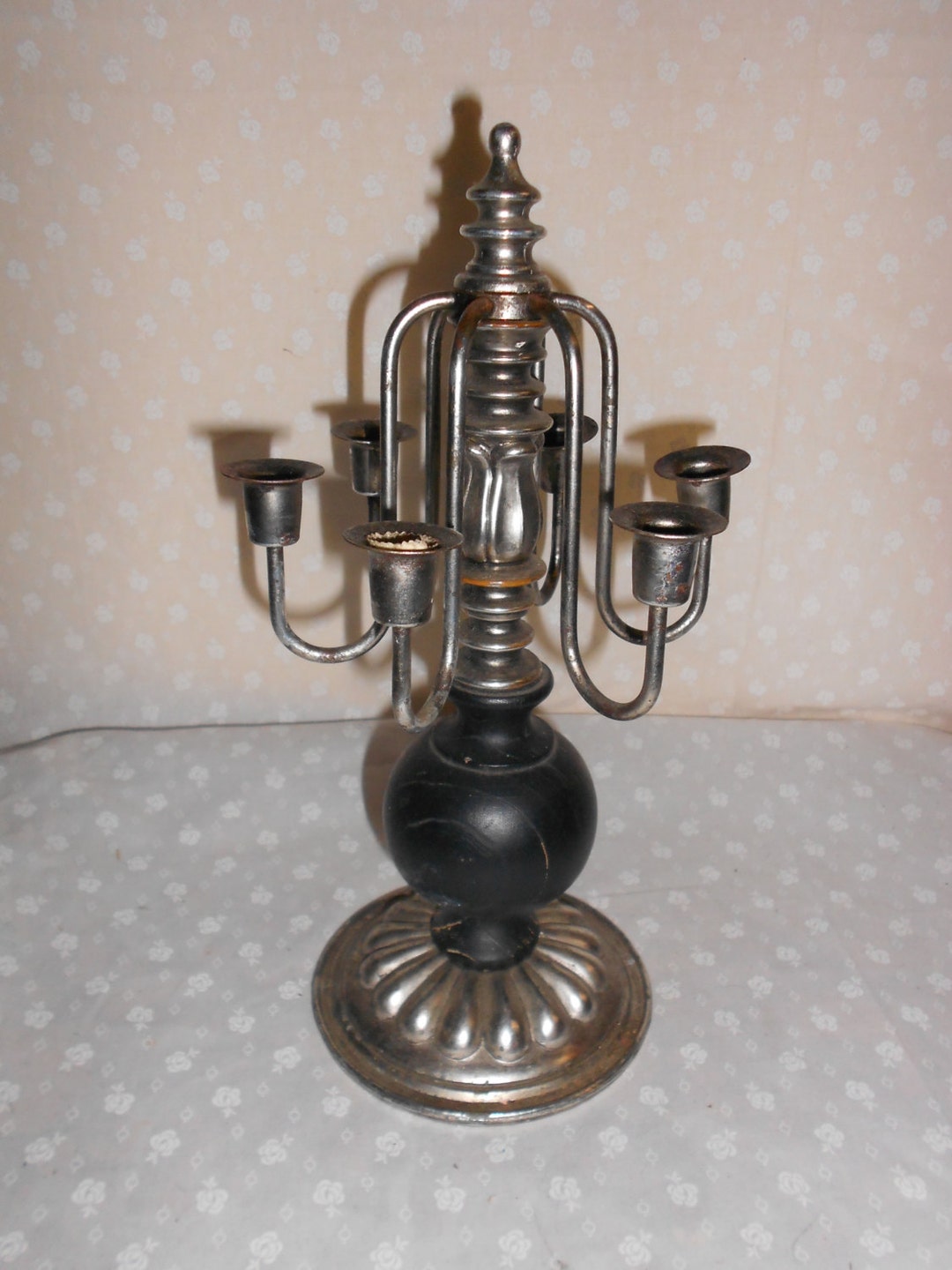 Candelabra Medieval Small Candelabra Black and Silver Vintage Etsy