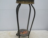 Accent Table round Wood and Metal, fern stand, side plant Vintage