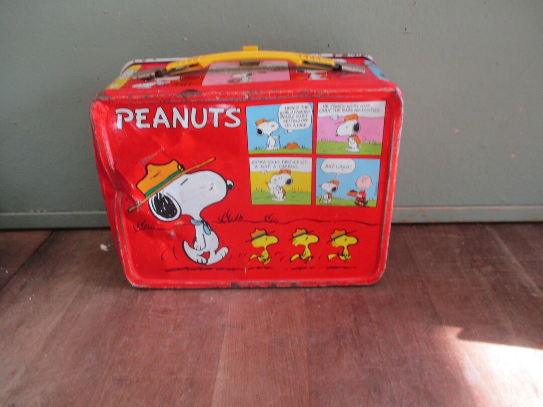 Peanuts Lunch Box Vintage Metal Dented Etsy