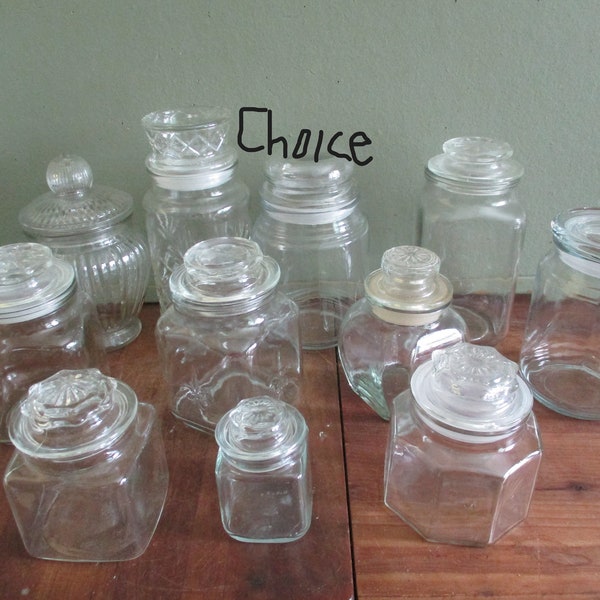 Glass Canisters Jars Apothecary  Vintage CHOICE