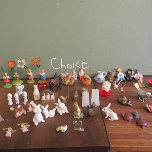 Miniatures Cats Bunny Turtle birds Army man Tractor CHOICE Vintage ONE only