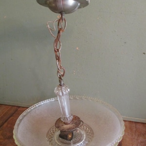 Light Fixture Frosted Flower Hard Wired Heavy Glass Shade   Vintage Ceiling mount