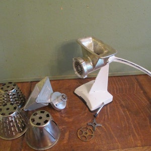 Food Processor and Meat Grinder 3 Blades and 3 Cutting Cones Vintage  Previously Owned