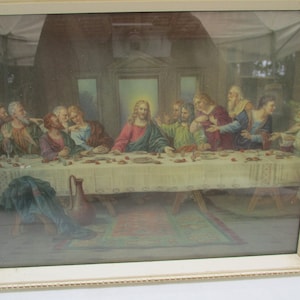 Last Supper Framed with Glass Vintage 13 x 10