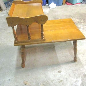 Step Side 2 Tiered Wood End Table Vintage Mid Century Modern