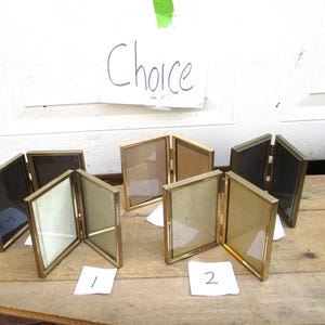 Bi Fold Gold Tone Picture Frames 3 1/2 x 5, glass Vintage CHOICE One Only