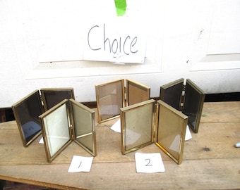 Bi Fold Gold Tone Picture Frames 3 1/2 x 5, glass Vintage CHOICE One Only