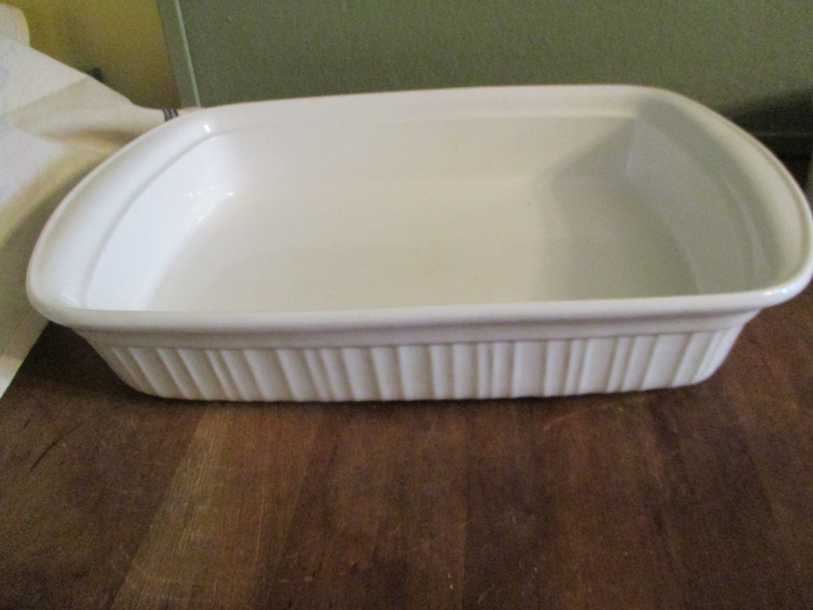 Corning Ware Casserole Lasagna Cake Pan Vintage French White Etsy