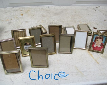 Picture Frame Wallet Size Gold Metal Vintage Choice 2 1/2 x 3 1/2