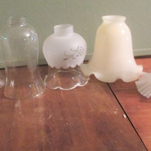 Glass Light Fixture Ruffled Replacement Shade Frosted  Vintage