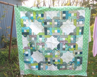 Modern Throw quilt Lap 56 inches Square  44 Handmade in Minnesota