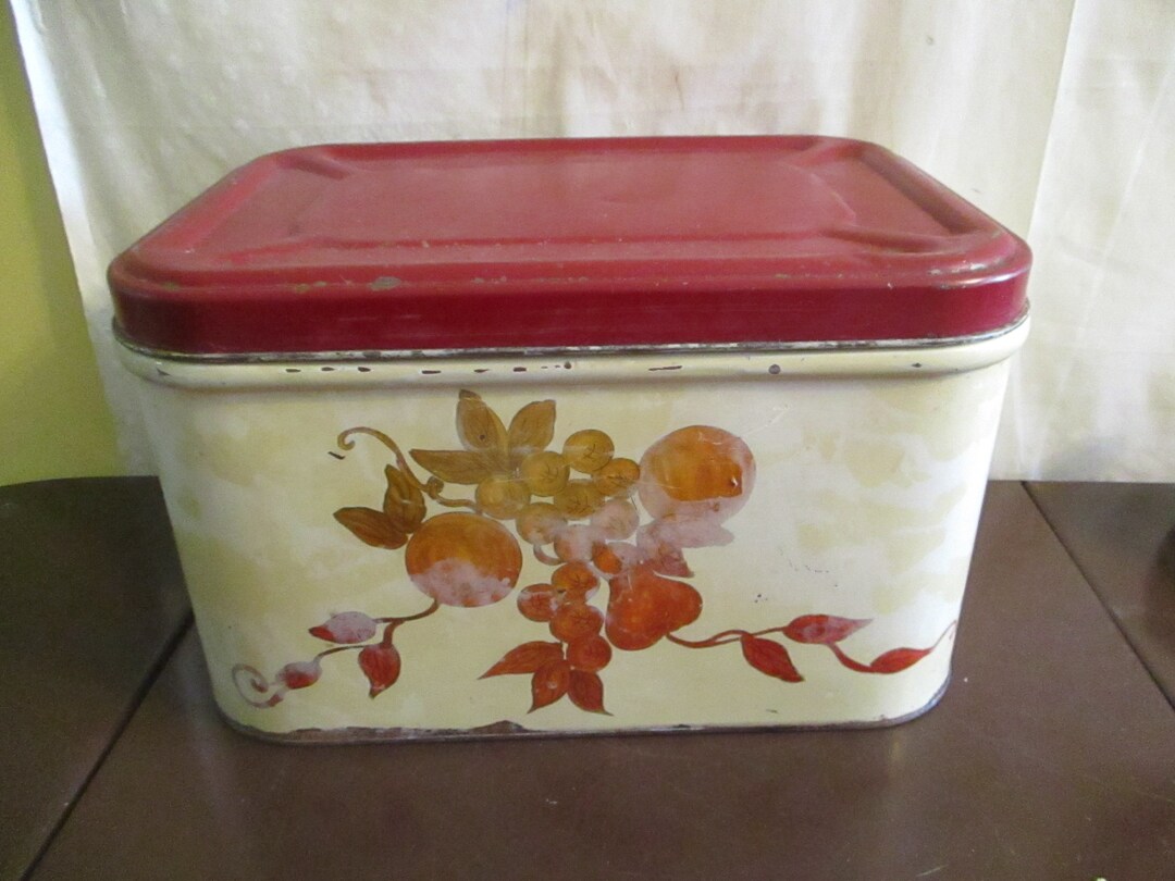 Bread Box Primitive Rusty Vintage Kitchen Storage Red Etsy