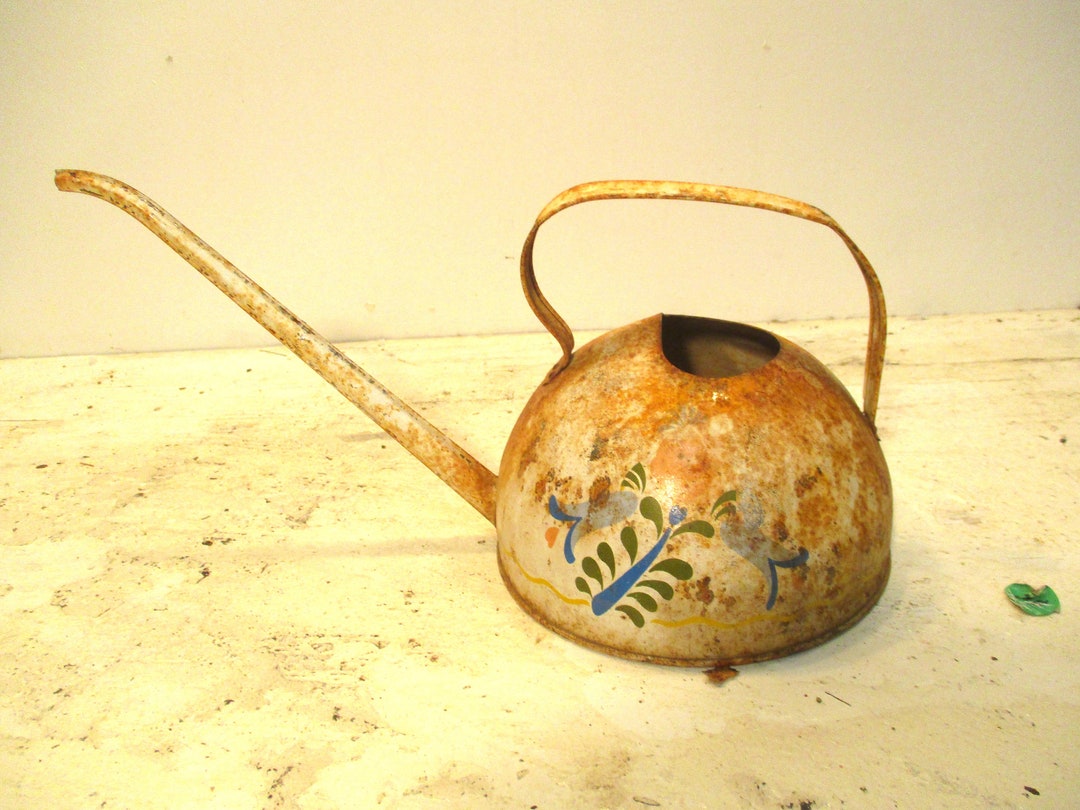 Metal Watering Can Long Spout Vintage Etsy