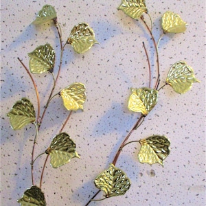 Metal Leaves Wall Decor Home Interiors Metal Vintage set of 2