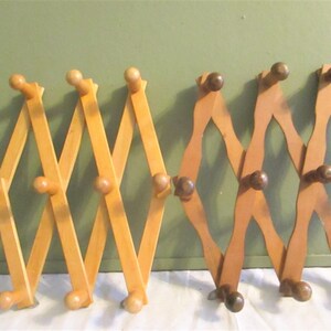 Accordion Wood Peg Rack To Hold So Many Things stained Vintage ONE ONLY CHOICE image 1
