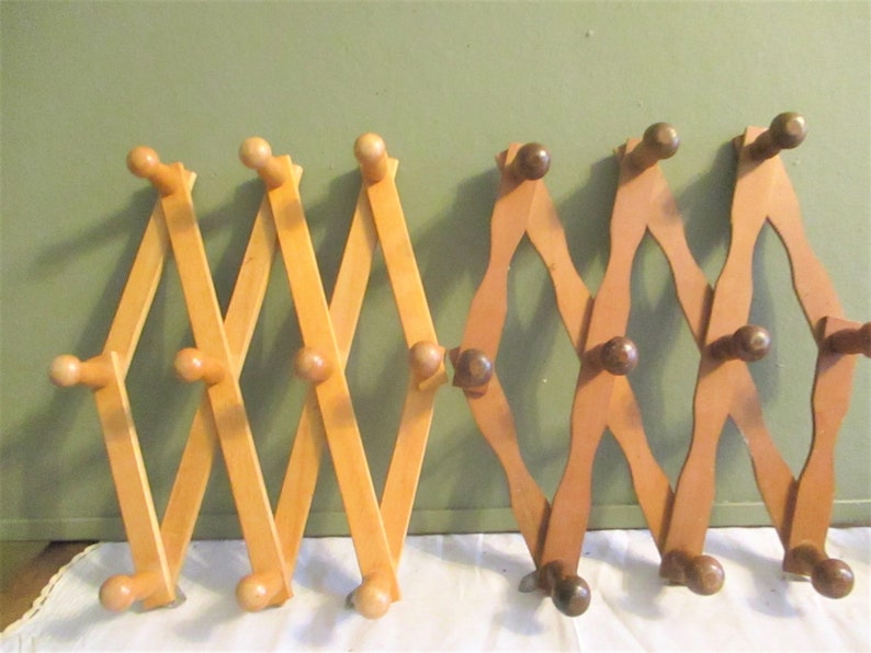 Accordion Wood Peg Rack To Hold So Many Things stained Vintage ONE ONLY CHOICE image 1