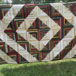 Full  Size Quilt Log Cabin Handmade in Minnesota 70 x 90 Double Bed #31