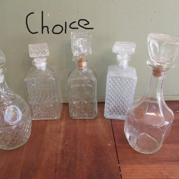 Glass Decanter Whiskey Bottle Corked Jug Vintage Clear CHOICE