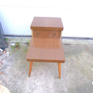 Step Side 2 Tiered with Drawer End Table Vintage Mid Century Modern