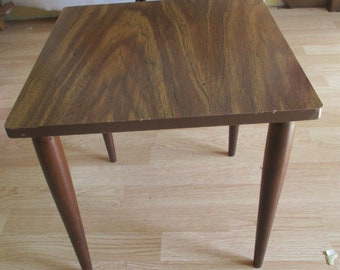 Table Square Brown Vintage End Wood Stand