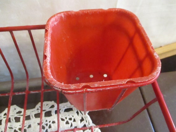 Dish Drain Rack Rubber Coated Metal Red 