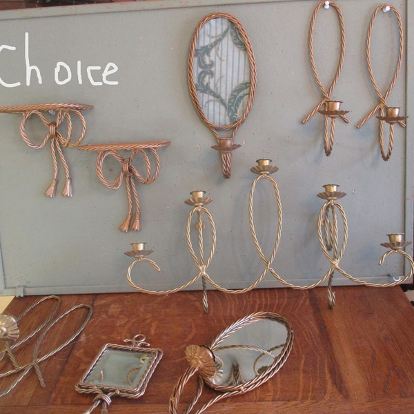 Twisted Gold Candle Sconce Shelves or Mirror CHOICE