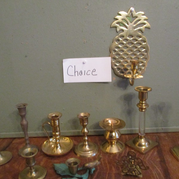 Brass Candlesticks Vintage set Choice ONE ONLY