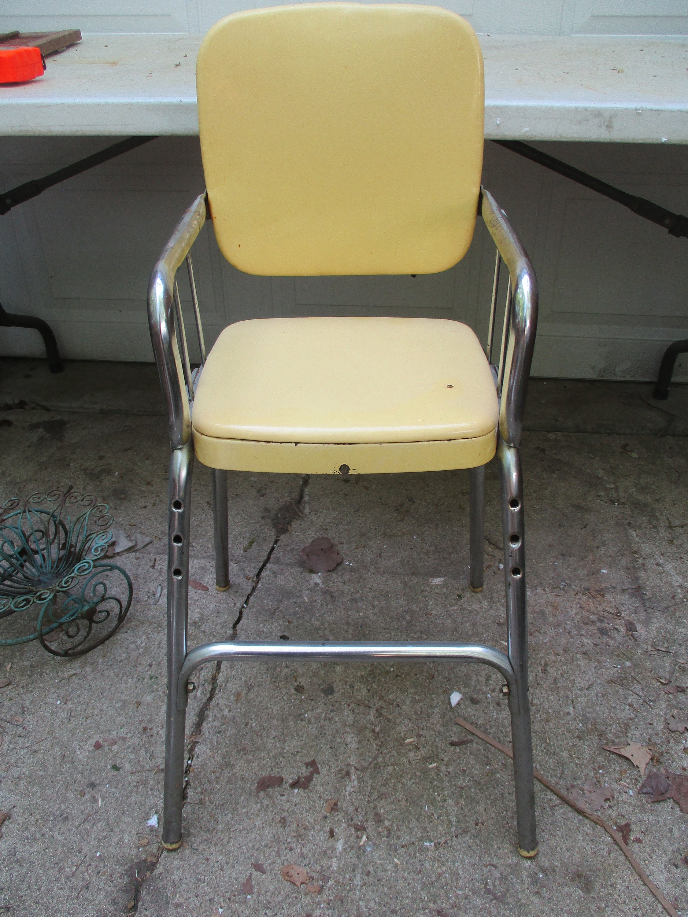 Cosco High Stool Chair Yellow Vintage Decor Etsy