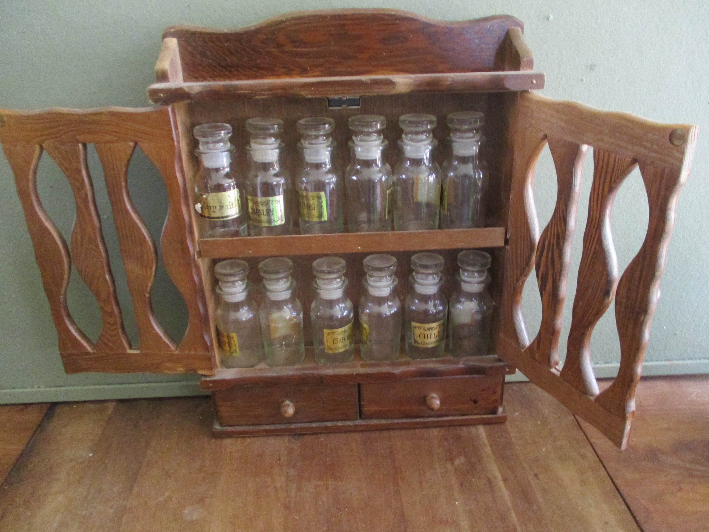 Vintage spice rack with doors new arrivals